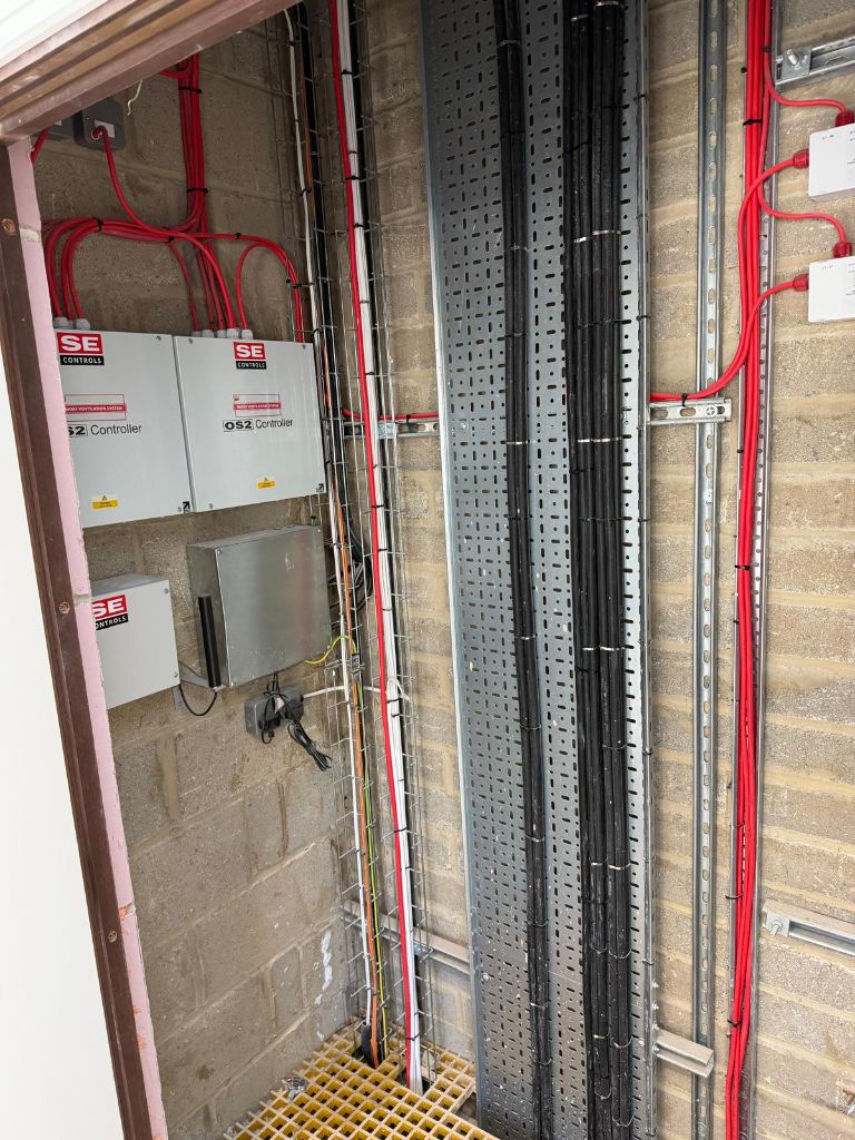 Commercial electrical panel with professional cable management